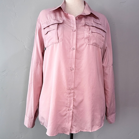 🌸 Jessie Kidden L Convertible Sun Shirt — Pink UPF 40+ Quick-Dry Vented Back - Picture 1 of 7